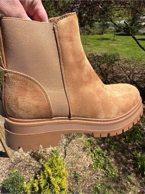 Nine West Tan Suede Patrish2 Platform Ankle Boot